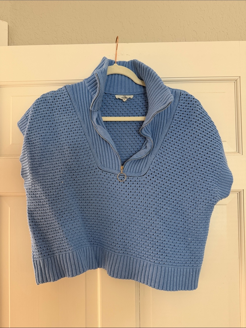 entro Light Blue Half-Zip Short-Sleeve Turtleneck Sweater